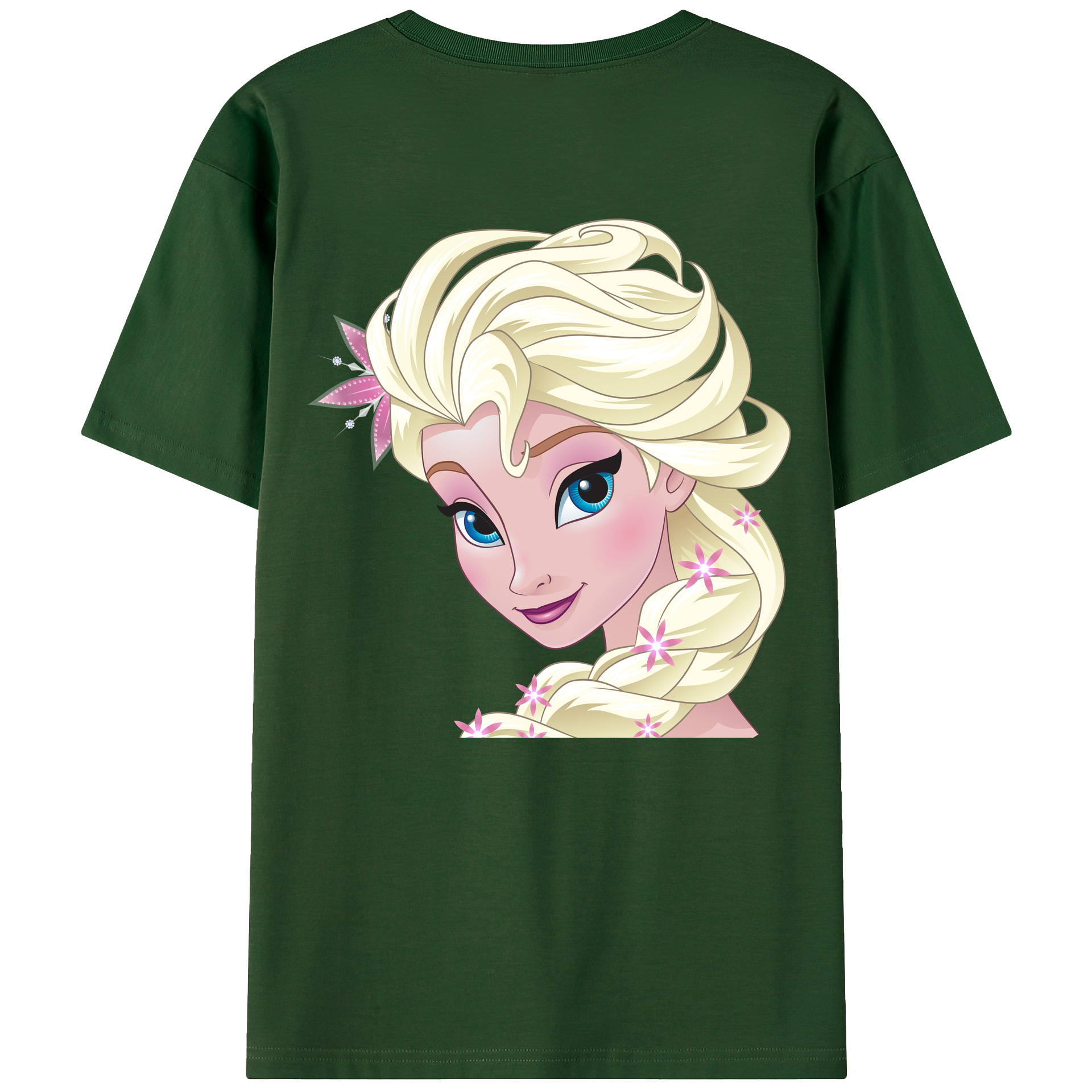 （画像用） アナと雪の女王 アンナ エルサ Frozen Anna Elsa 綿100％半袖Tシャツ（背面プリント）